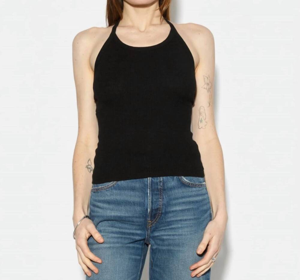 NEW RE/DONE sylvie halter top in black